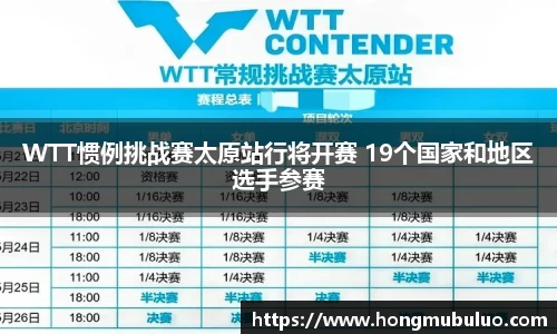 WTT惯例挑战赛太原站行将开赛 19个国家和地区选手参赛
